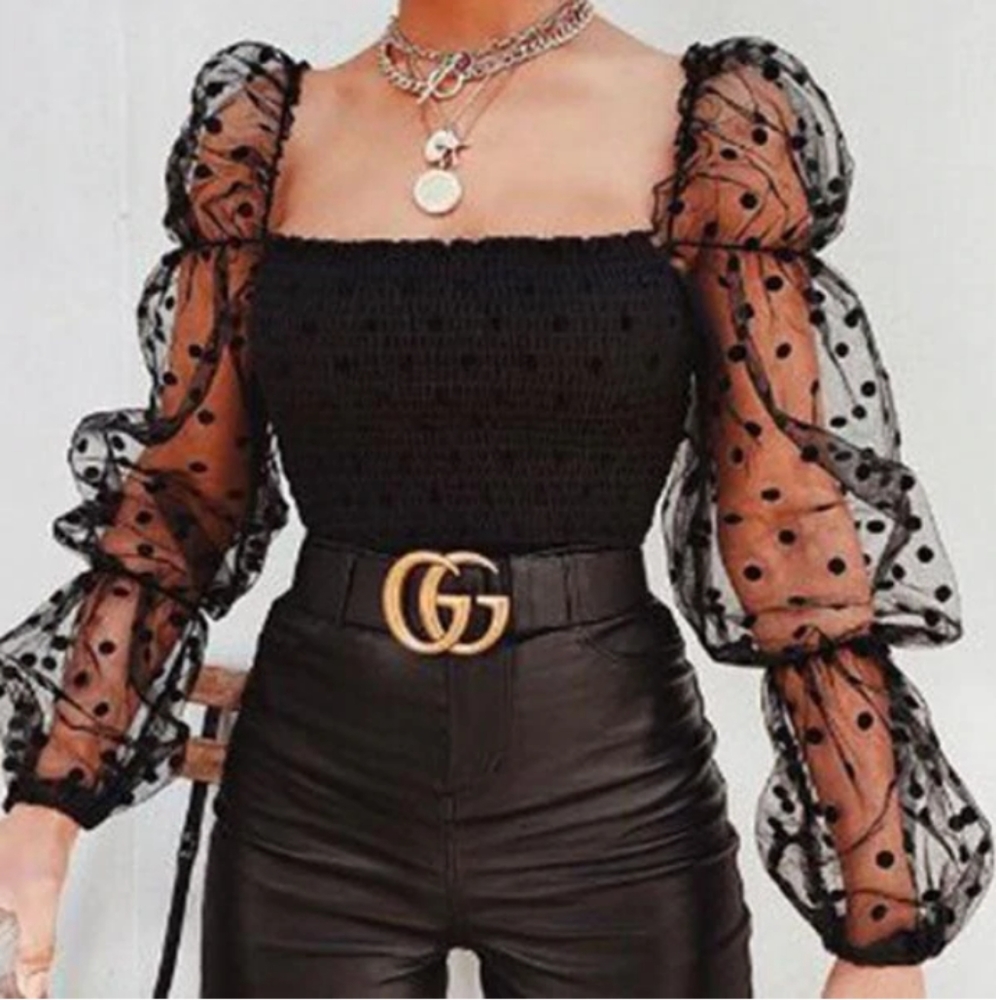 Polka Dot Mesh Top